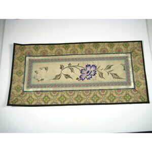 Chinese Vintage Floral Embroidered Floral Panel Flower Gold